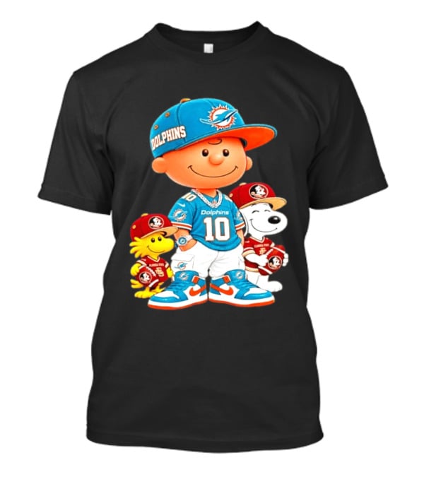 Charlie Brown 10 Snoopy Woodstock Miami Dolphins Florida State T-Shirt