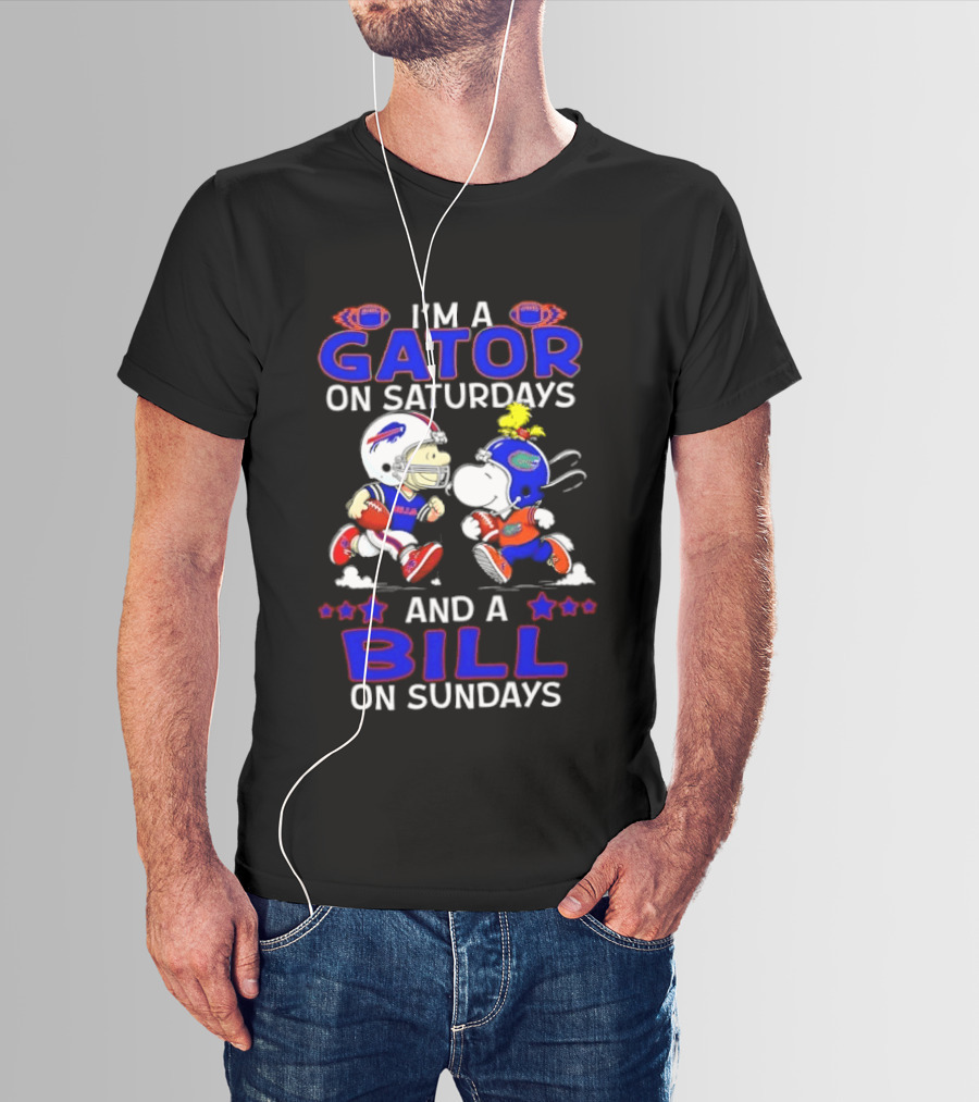 I'm A Gator On Saturdays And A Bill On Sundays Snoopy Charlie Brown Football T-Shirt