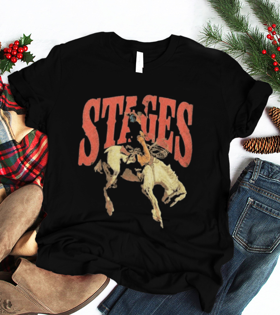 Stages Rodeo Cowboy And Horse Action T-Shirt