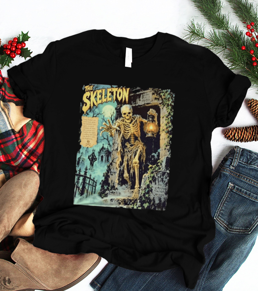 The Skeleton Mors Vincit Omnia Sic Transit Gloria Mundi Lantern Night Scene T-Shirt