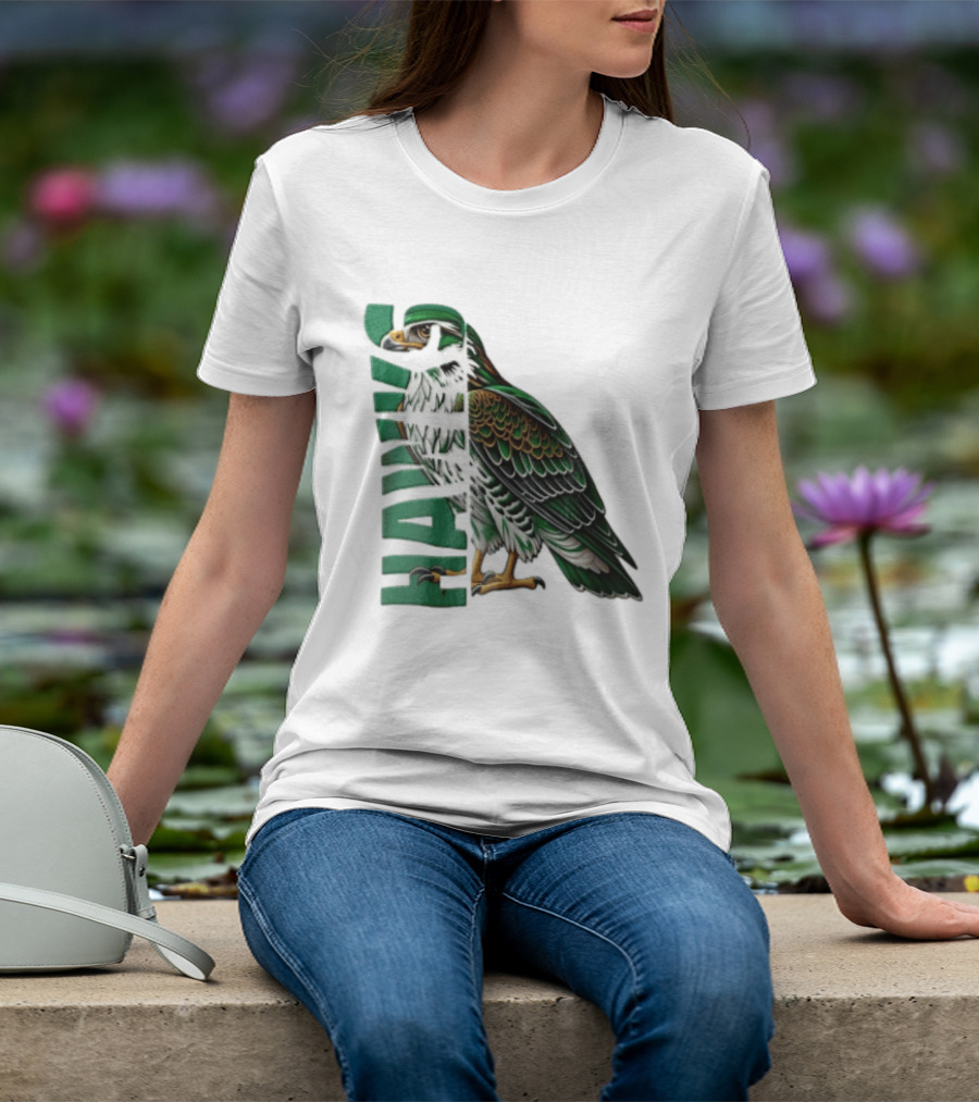 Atlanta Hawks Green Brown Hawk Bird Profile View T-Shirt