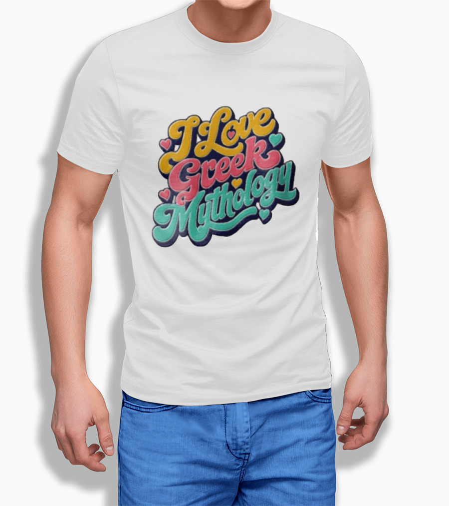 I Love Greek Mythology Colorful Heart Accents T-Shirt