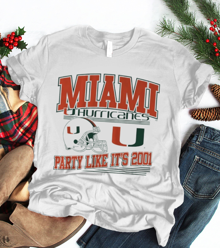 Miami Hurricanes Party Like It's 2001 Football Helmet U T-Shirt