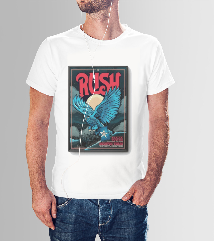 RUSH Houston Texas 10 1 2026 Owl Moon Toyota Center Fifty Tour T-Shirt