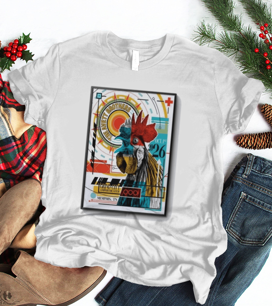 The Avett Brothers Memphis TN Grand City Amphitheater October 1 2026 Rooster T-Shirt