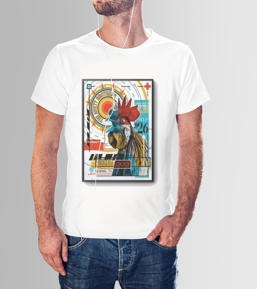 The Avett Brothers Memphis TN Grand City Amphitheater October 1 2026 Rooster T-Shirt