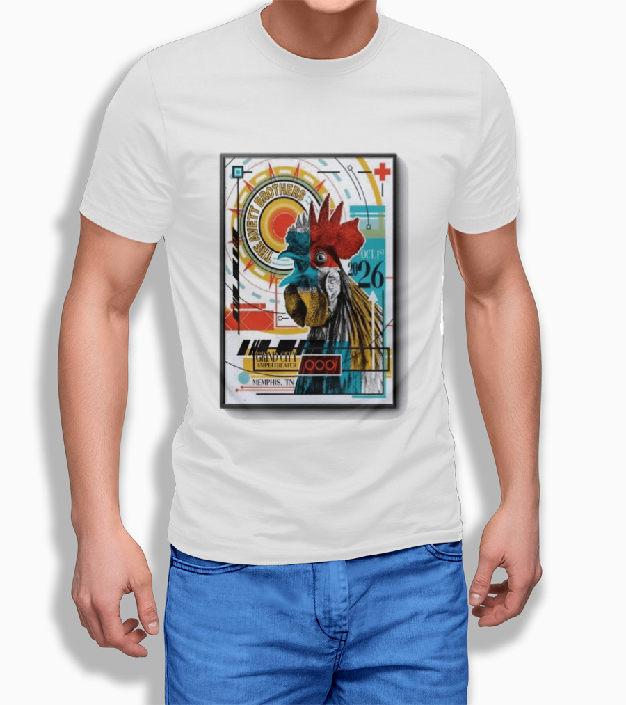 The Avett Brothers Memphis TN Grand City Amphitheater October 1 2026 Rooster T-Shirt