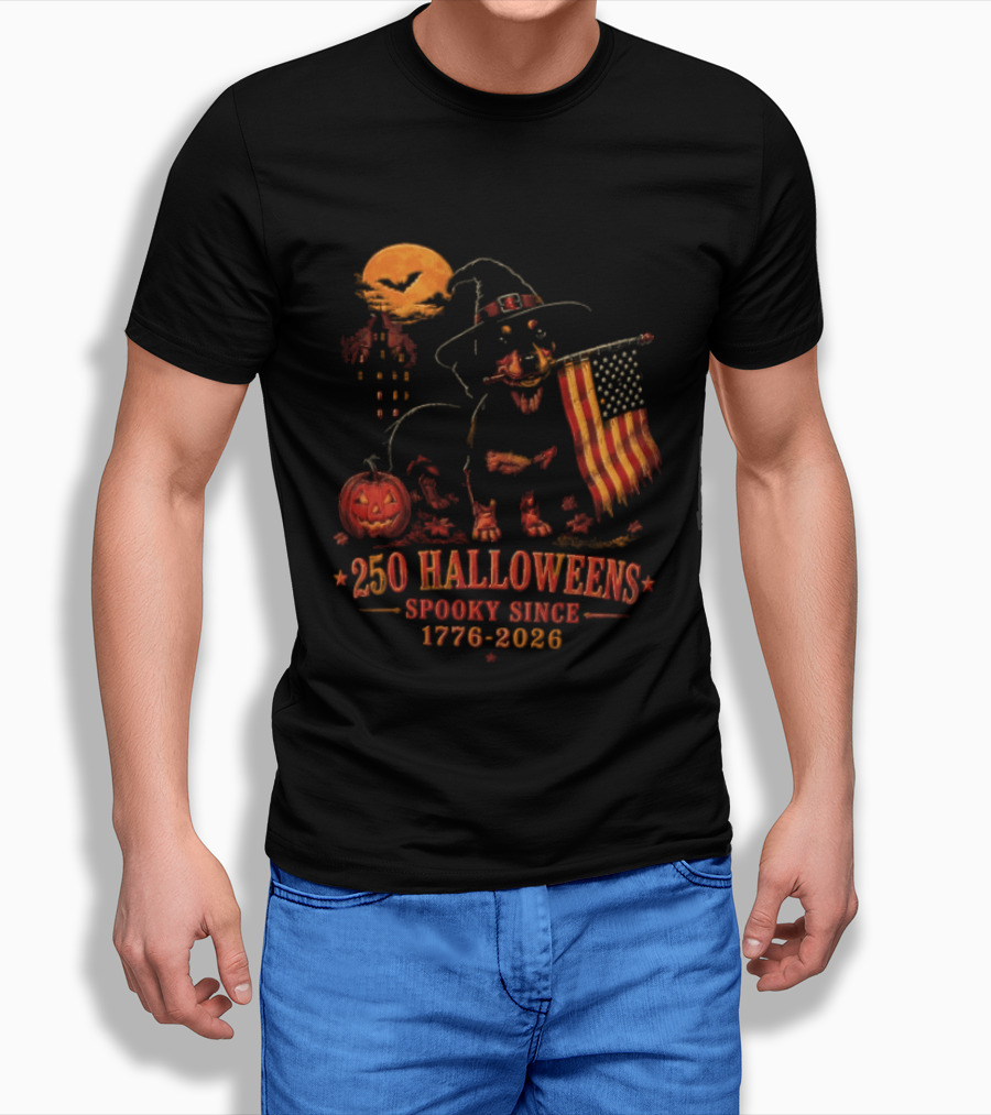 250 Halloweens Spooky Since 1776 2026 Dachshund Dog Lover T-Shirt