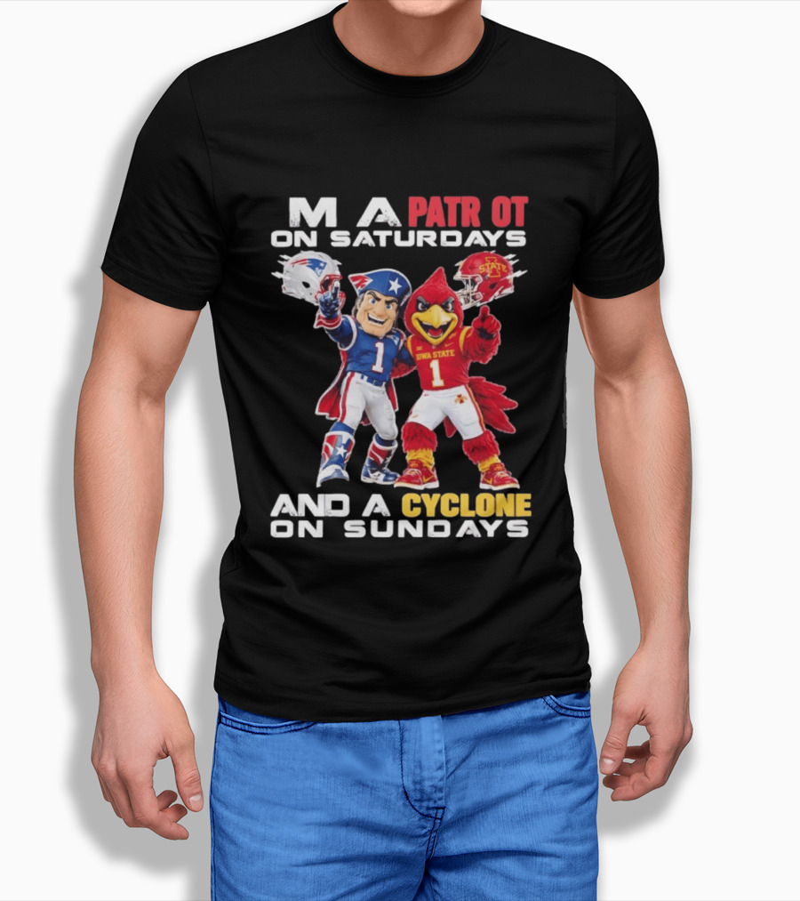 Patriot On Saturdays Cyclone On Sundays Iowa State Football Mascots T-Shirt
