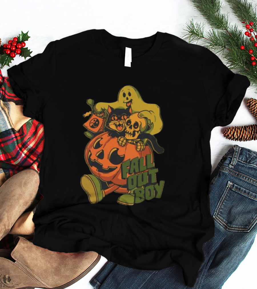 Fall Out Boy Halloween Cat Ghost Pumpkin Skull T-Shirt