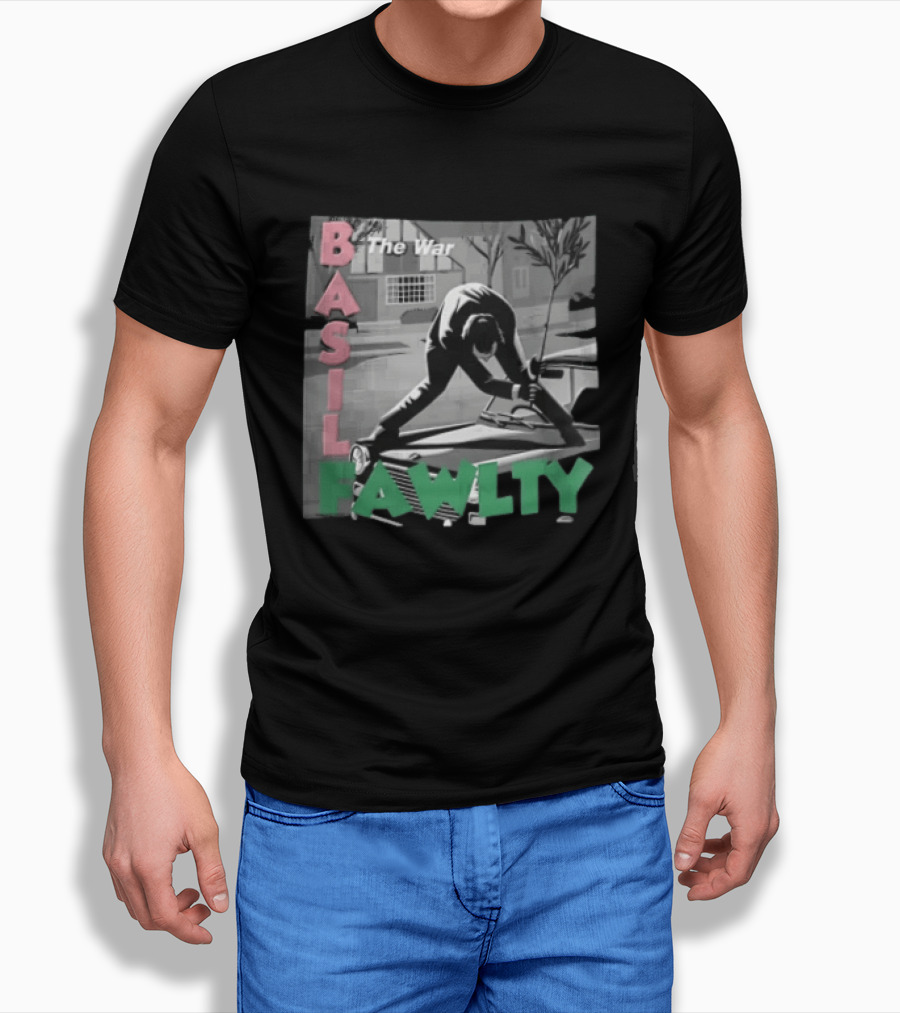 Basil Fawlty The War Man In Suit Hitting Car With Tree Branch Scene T-Shirt