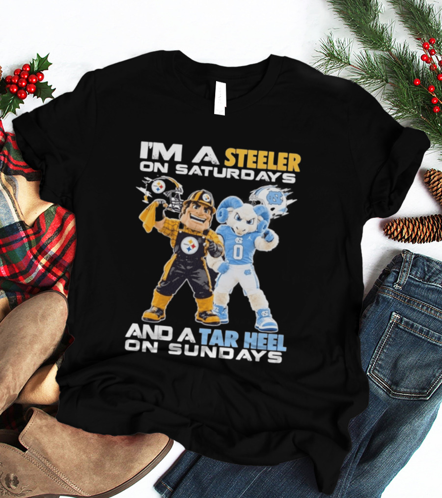 I'm A Steeler On Saturdays And A Tar Heel On Sundays With Mascots T-Shirt