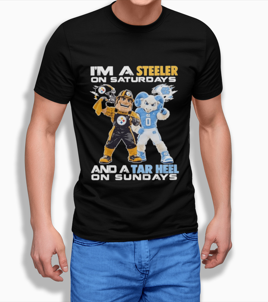 I'm A Steeler On Saturdays And A Tar Heel On Sundays With Mascots T-Shirt