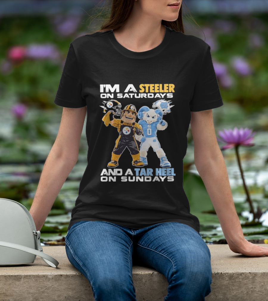 I'm A Steeler On Saturdays And A Tar Heel On Sundays With Mascots T-Shirt