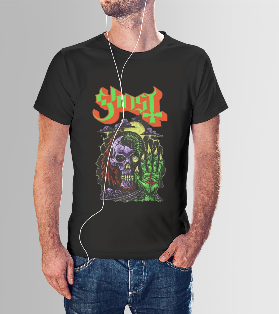 Ghost Store Necromancy Skull Candle Hand T-Shirt