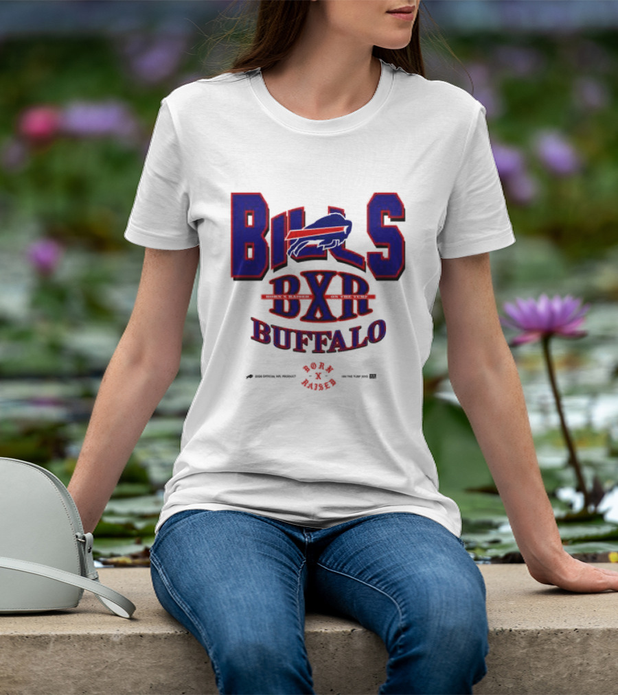 Born X Raised Buffalo Bills BXR Blockletter White T-Shirt