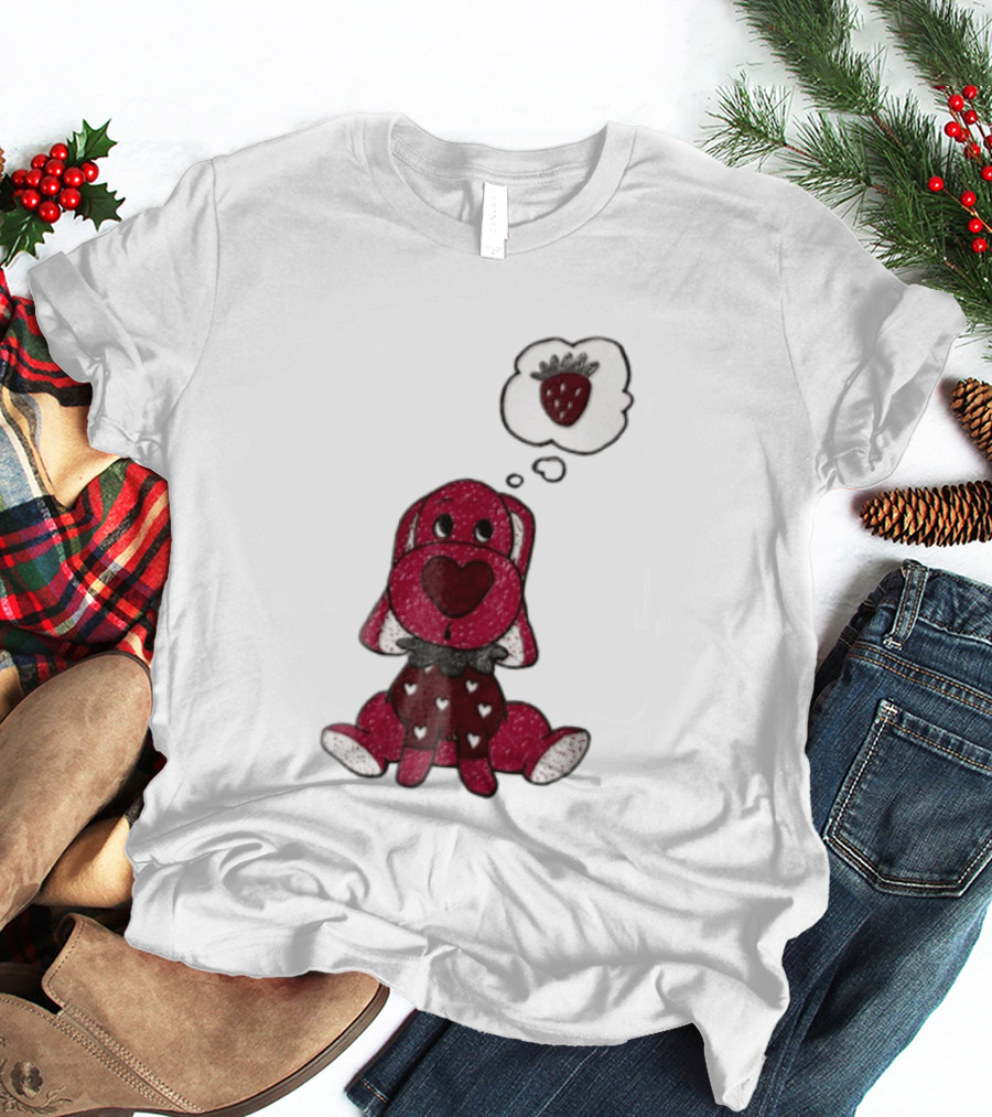Dog With Strawberry Thought Bubble Costume Hearts T-Shirt