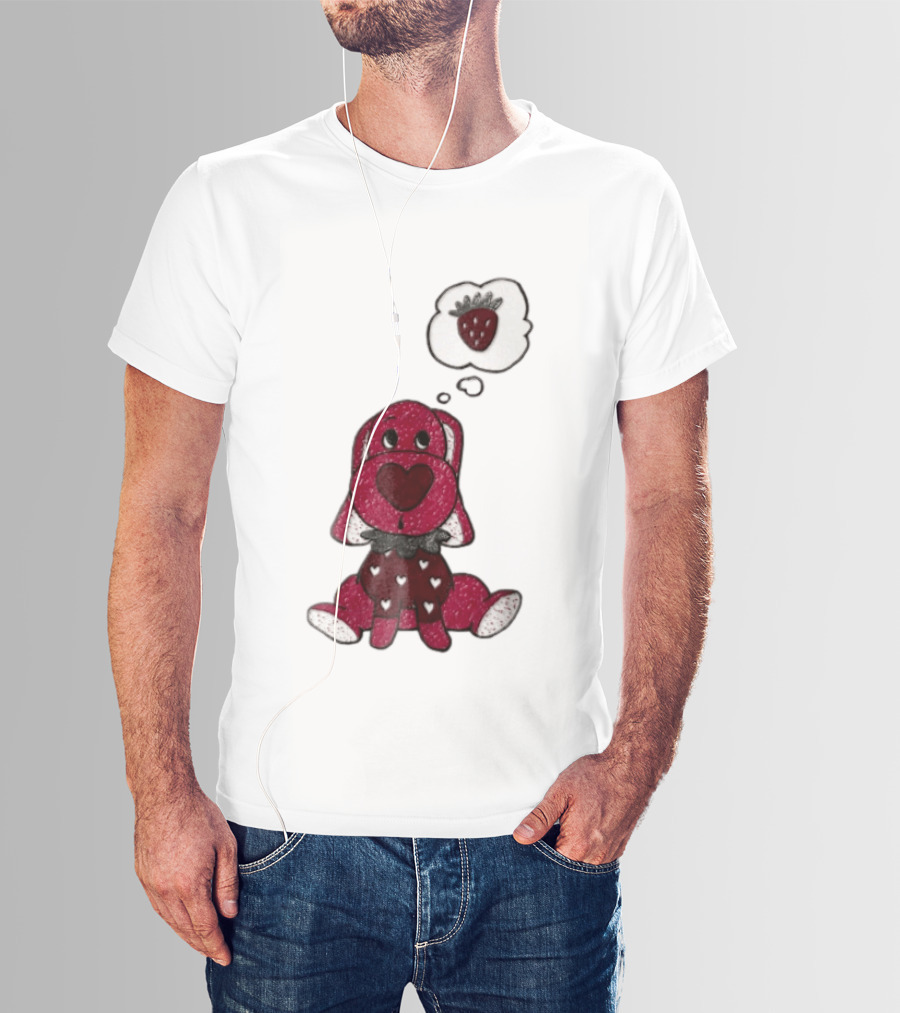 Dog With Strawberry Thought Bubble Costume Hearts T-Shirt