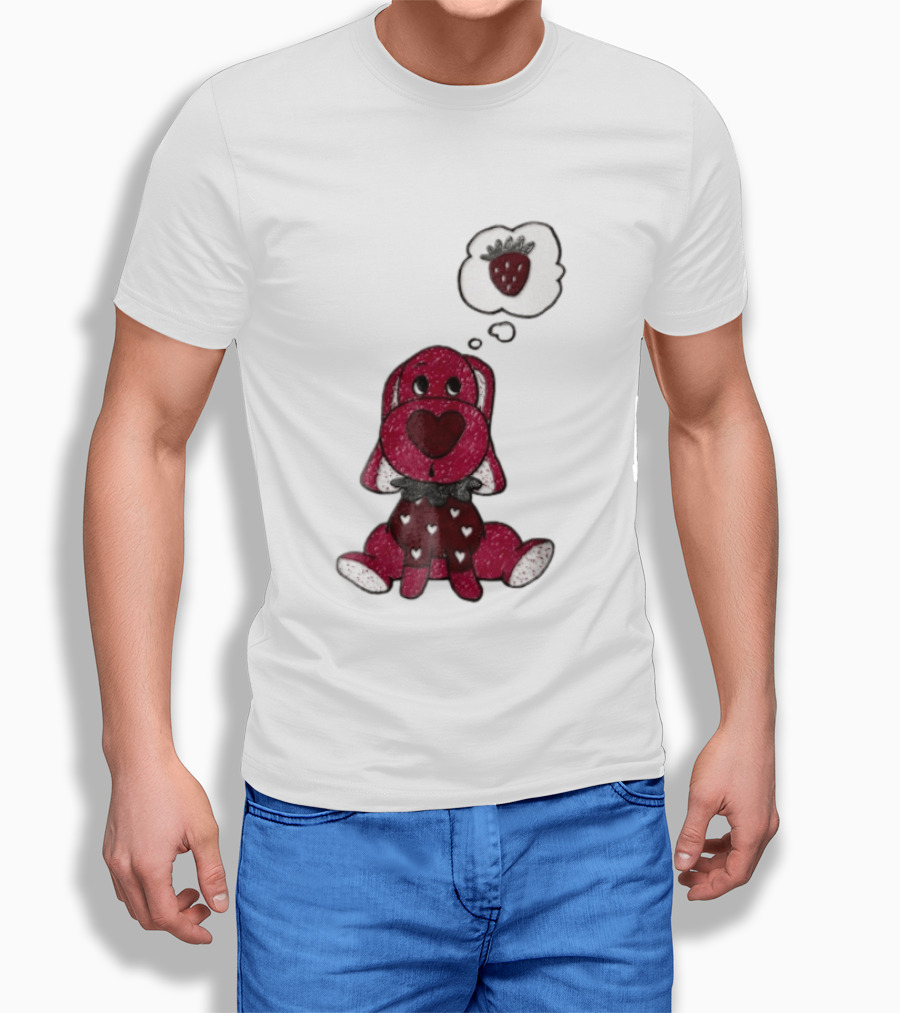 Dog With Strawberry Thought Bubble Costume Hearts T-Shirt