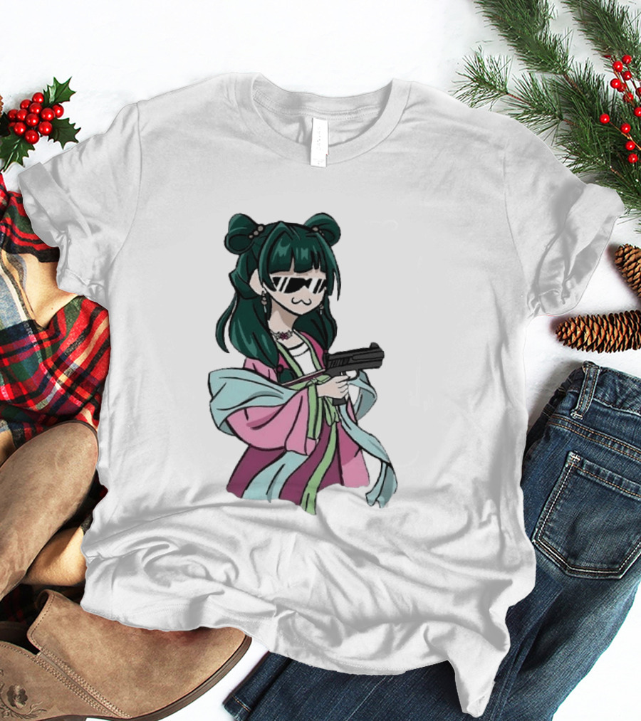Mao Mao The Apothecary Diaries Anime Character With Gun And Sunglasses T-Shirt