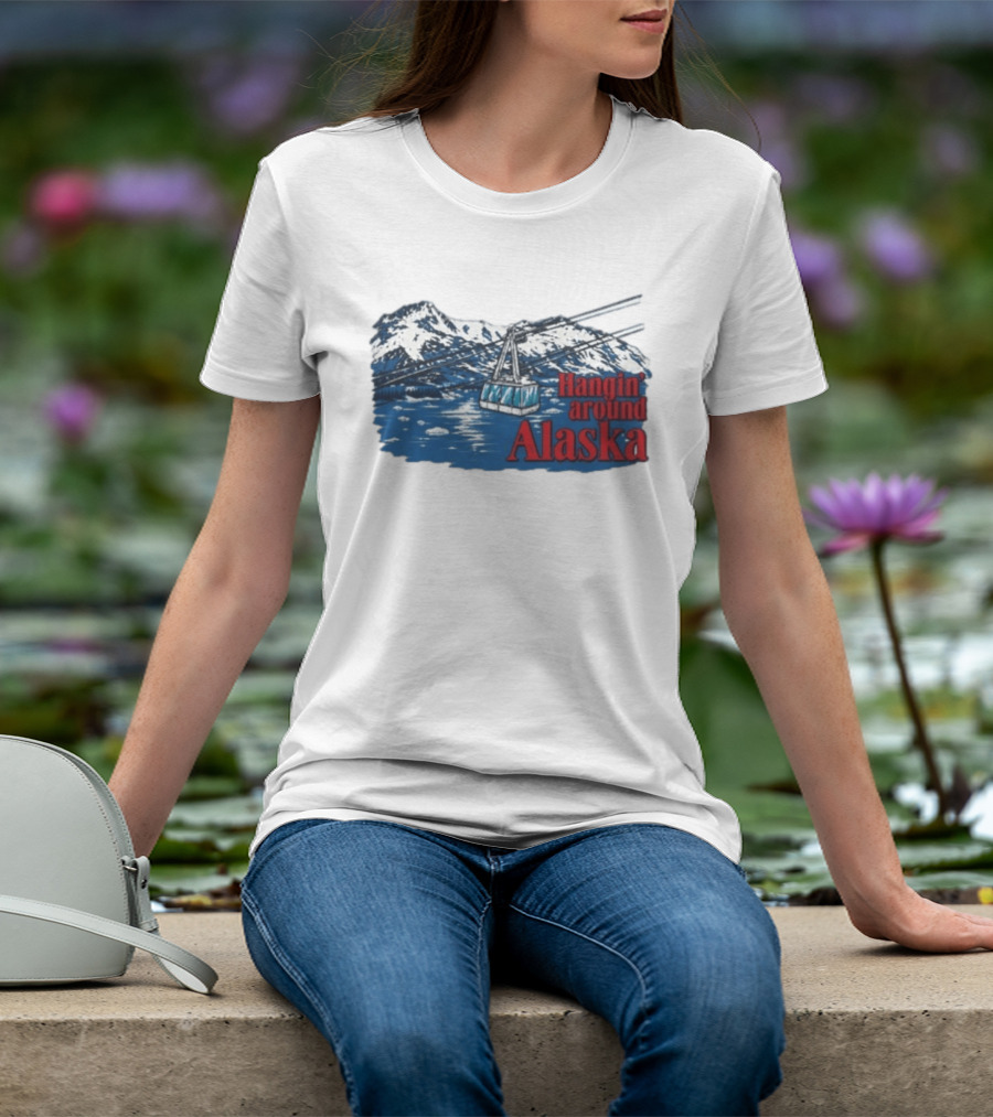 RJ Decker Aloysius Aiken Hangin Around Alaska Cable Car Mountain Scene T-Shirt