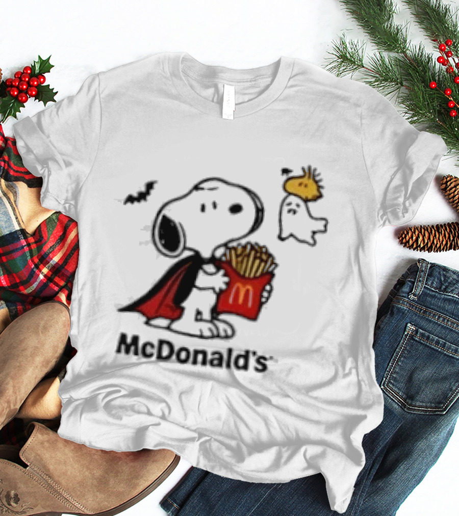 Snoopy McDonald's Halloween French Fries Woodstock Bat Iconic Collaboration T-Shirt