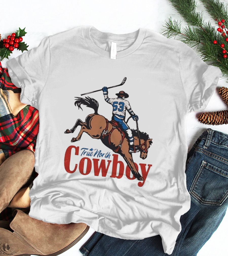 True North Cowboy Hockey Riding Bucking Bronco Number 53 T-Shirt