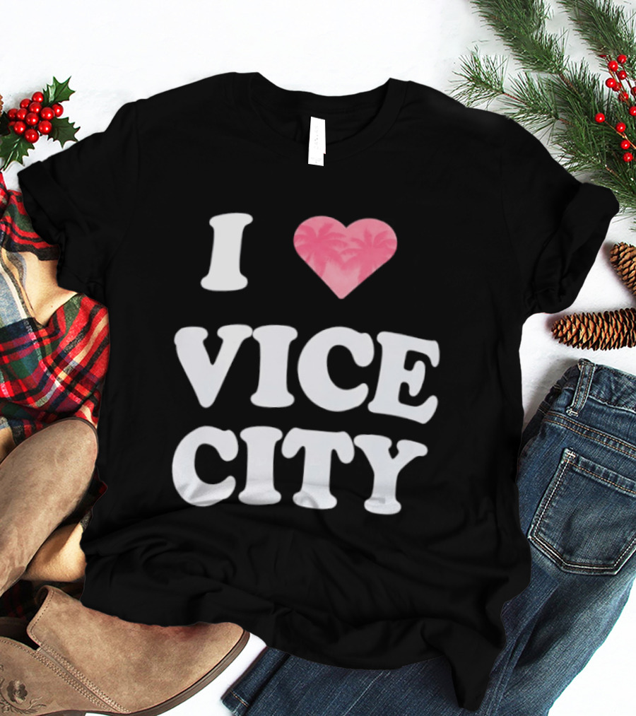 I Love Vice City 2026 GTA Palm Trees Retro Game T-Shirt