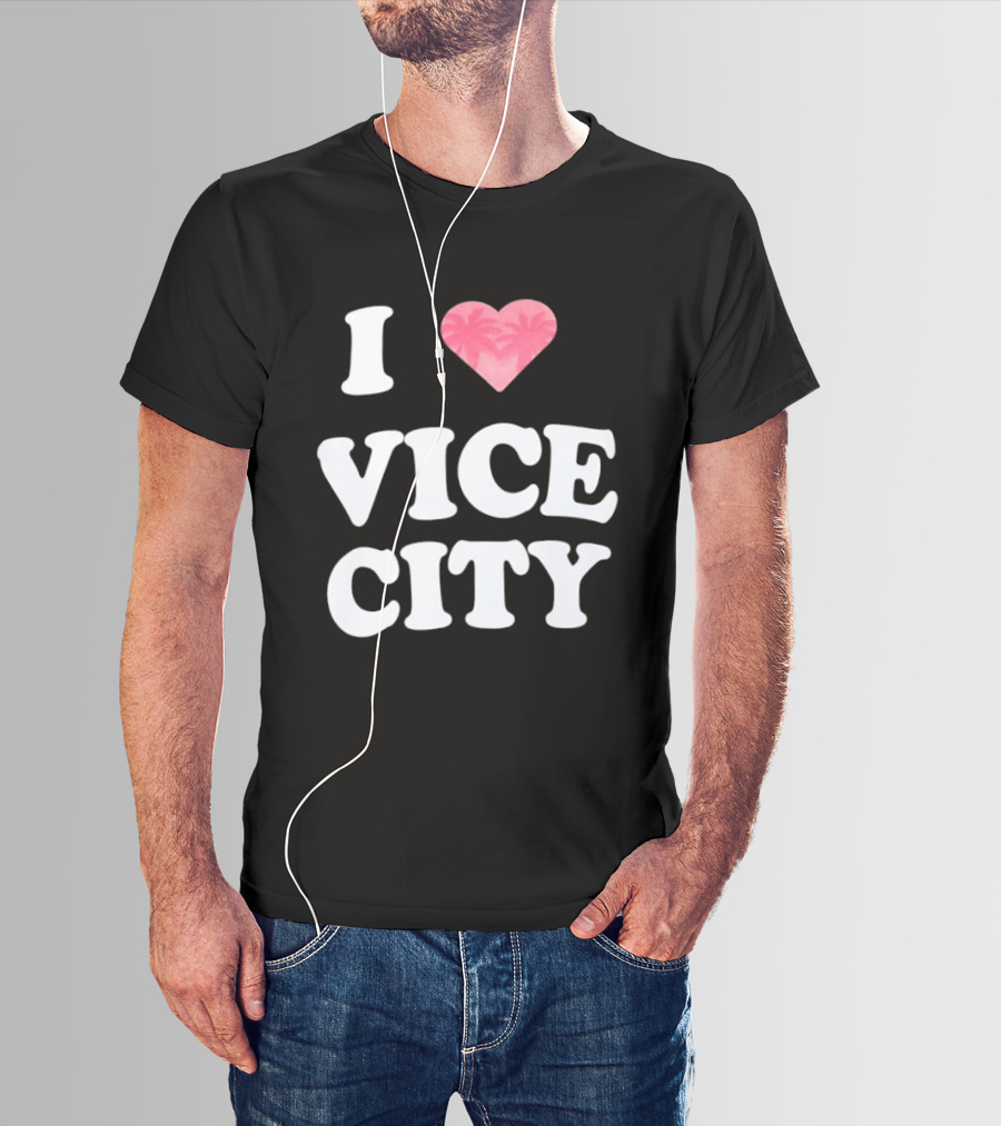 I Love Vice City 2026 GTA Palm Trees Retro Game T-Shirt