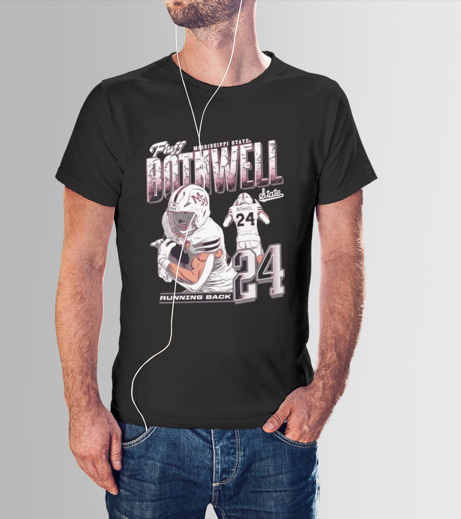 Fluff Bothwell No 24 Mississippi State Running Back T-Shirt