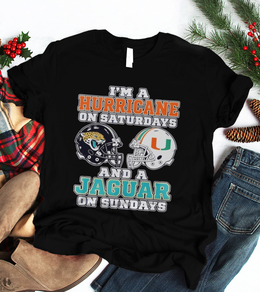Hurricane Saturdays Jaguar Sundays Football Helmets T-Shirt