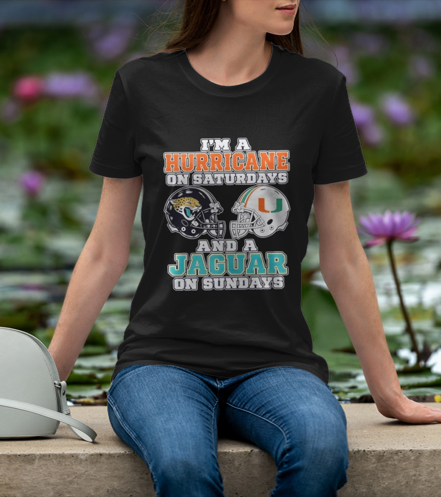Hurricane Saturdays Jaguar Sundays Football Helmets T-Shirt