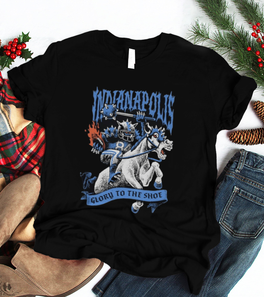 Indianapolis Colts Glory To The Shoe Knight Riding Football Monster Horse T-Shirt