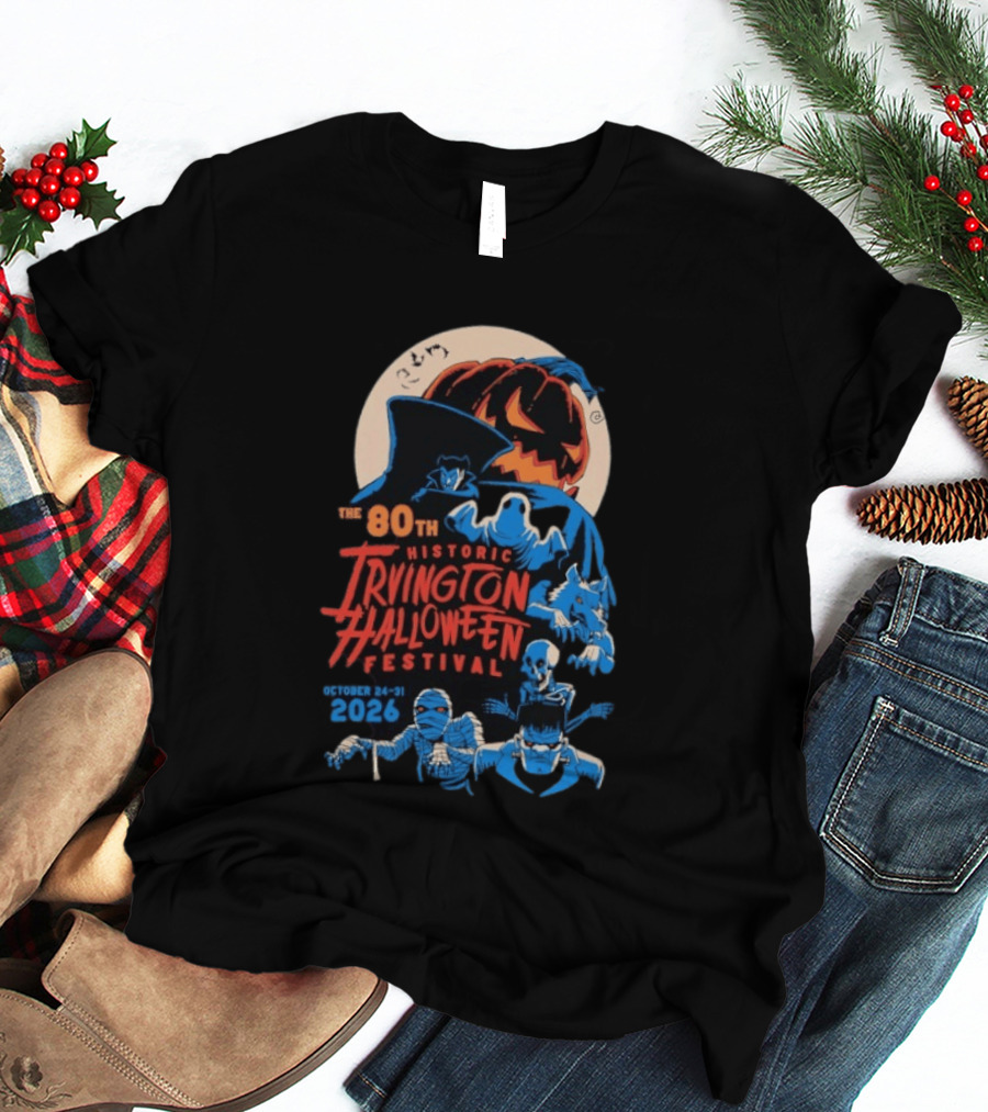 80th Historic Irvington Halloween Festival October 24 31 2026 Vintage Monsters T-Shirt