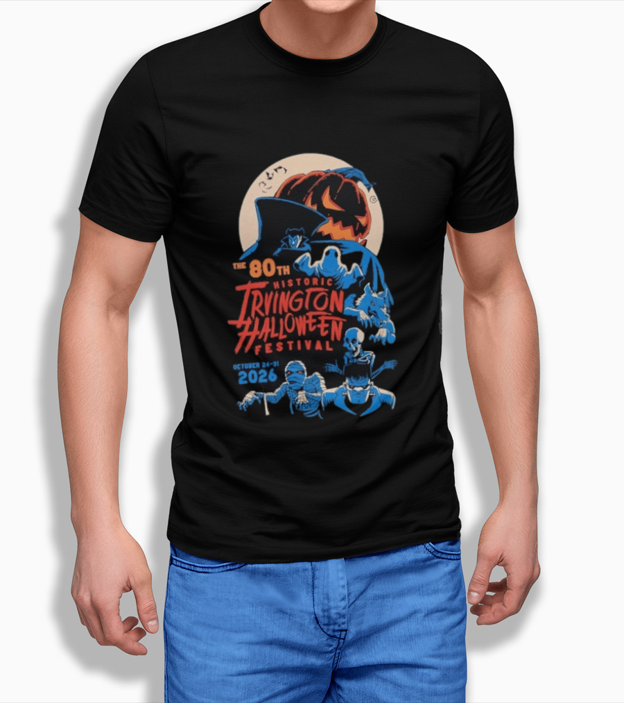 80th Historic Irvington Halloween Festival October 24 31 2026 Vintage Monsters T-Shirt