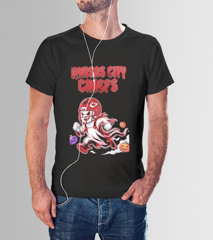 Kansas City Chiefs Halloween Ghost Football 2026 Spooky Pumpkins T-Shirt
