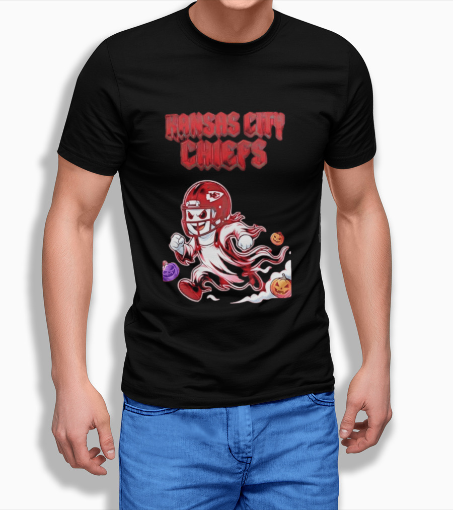 Kansas City Chiefs Halloween Ghost Football 2026 Spooky Pumpkins T-Shirt
