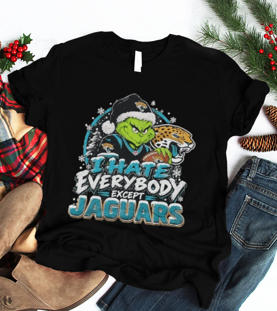 Original Jacksonville Jaguars Grinch I Hate Everybody Except Jaguars Fans Christmas Holiday T-Shirt