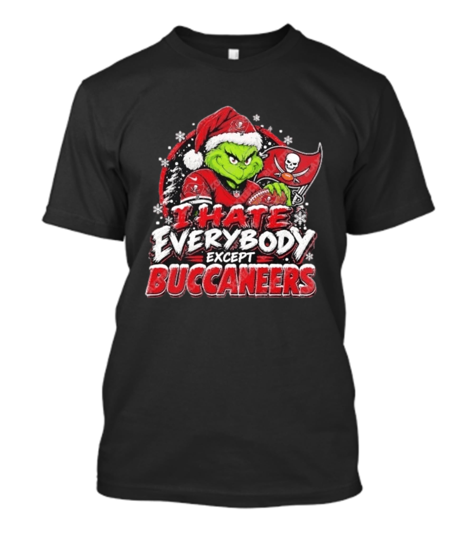 I Hate Everybody Except Buccaneers Tampa Bay Grinch Christmas Holiday T-Shirt
