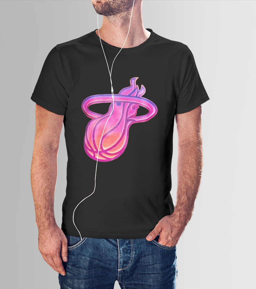 Miami Heat Court Culture Vice City Flaming Basketball T-Shirt