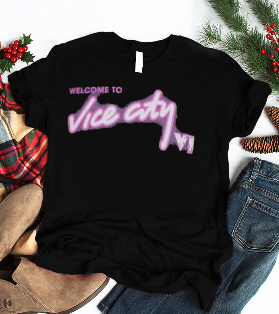 Miami Heat Court Culture Welcome To Vice City VI Pink Neon T-Shirt