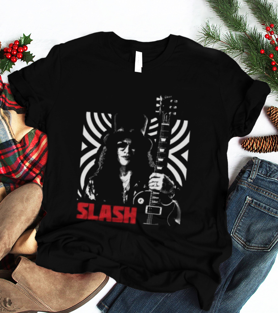 SLASH Iconic Guitarist And Guitar Bold Classic Rock T-Shirt