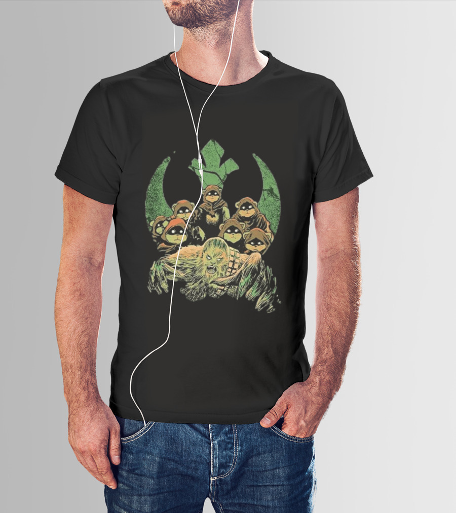 Star Wars Chewbacca And Ewoks Resistance Rebellion T-Shirt