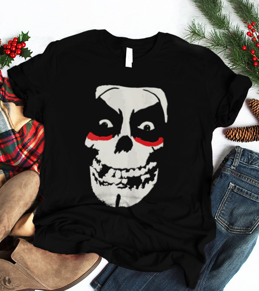 Misfits Danhausen Skull Face Design With Red Accents T-Shirt
