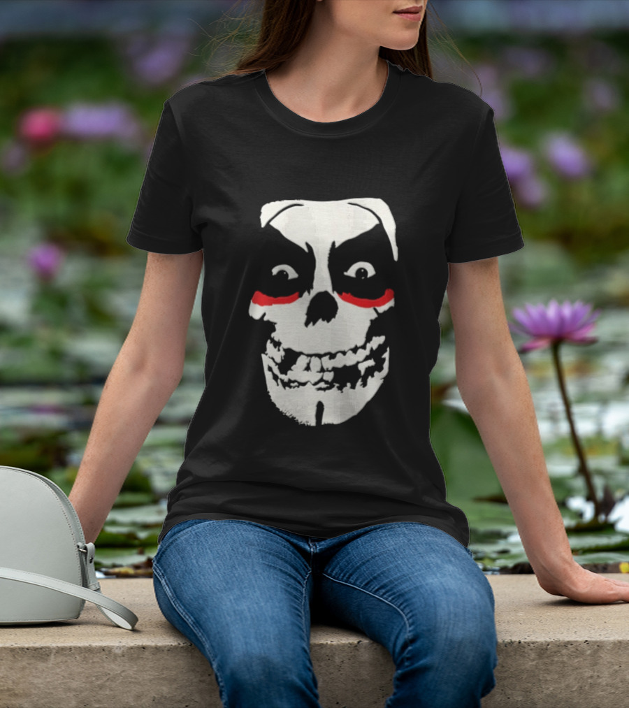 Misfits Danhausen Skull Face Design With Red Accents T-Shirt