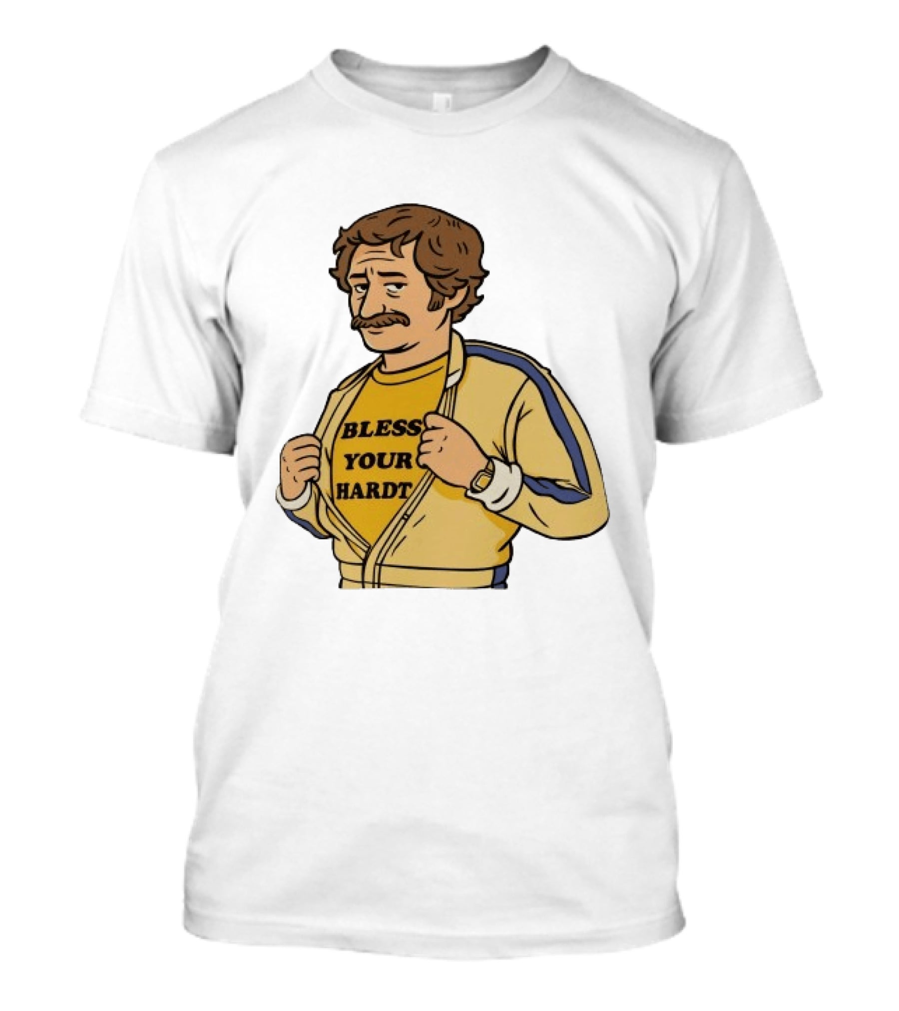Bless Your Hardt Damn I'm Good Cartoon 70s Style Mustache Vintage Look T-Shirt