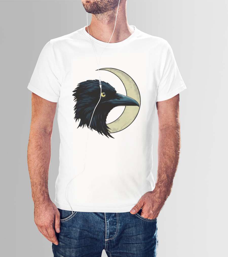 Raven Crescent Moon Guardian Of The Glimmer T-Shirt