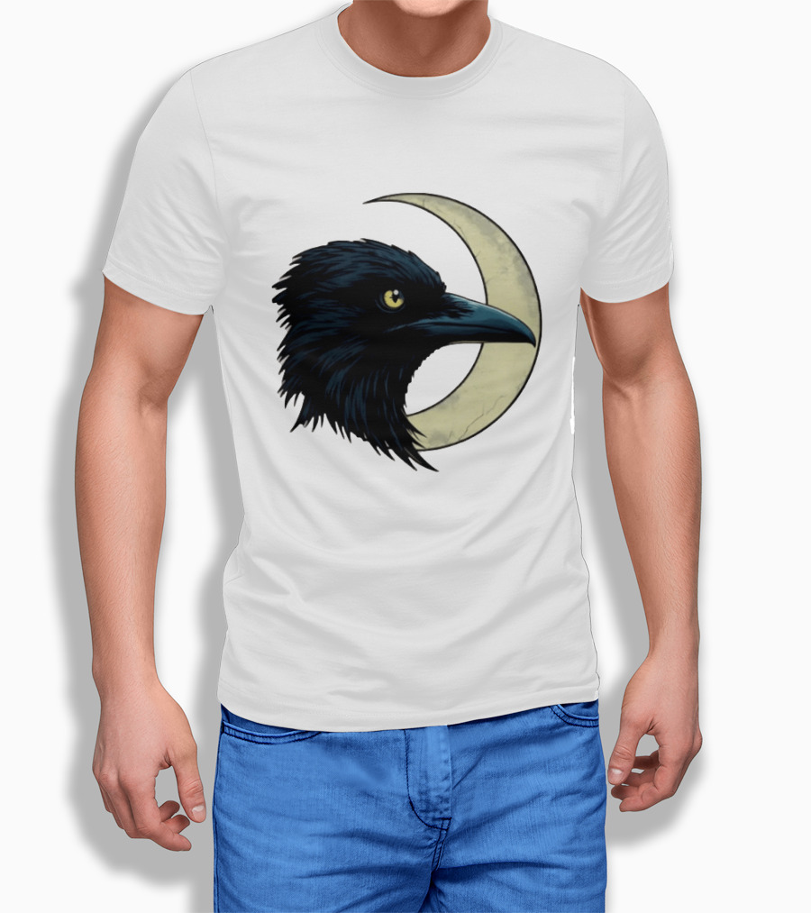 Raven Crescent Moon Guardian Of The Glimmer T-Shirt