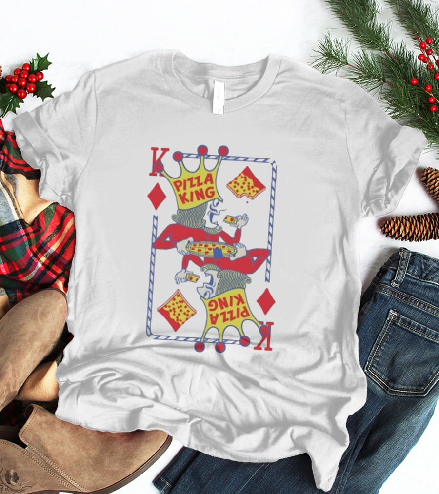 Pizza King Eating Pizza Playing Card K Diamonds T-Shirt