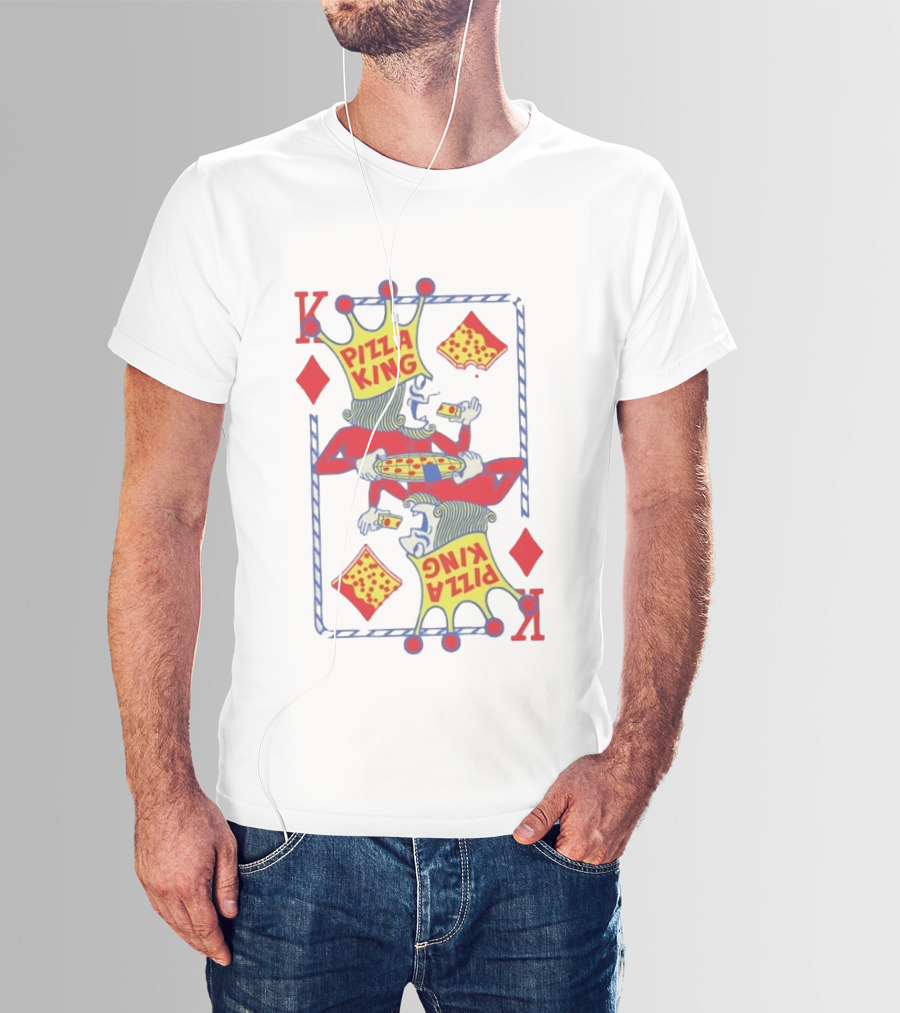 Pizza King Eating Pizza Playing Card K Diamonds T-Shirt